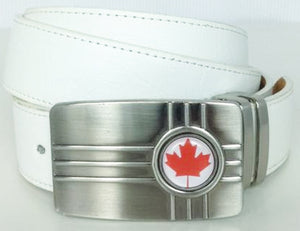 White Belt & Canadian Flag Buckle Combo